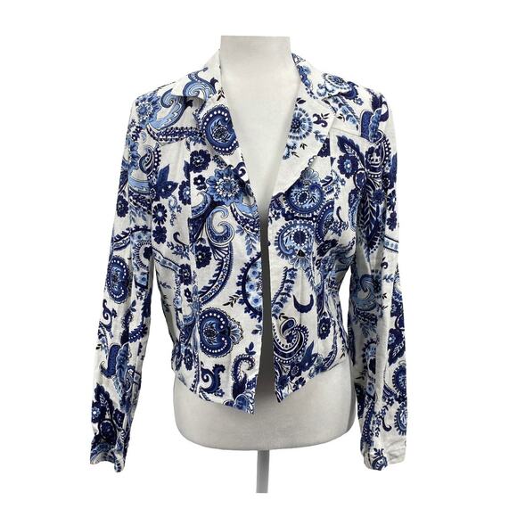 Polished Jones New York Paisley Linen Blend Blazer XS Officecore - Picture 1 of 16